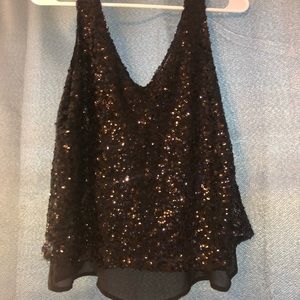 Black Sequined Tank Top
